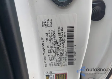 2019 Acura Rdx A-Spec Package from USA, damaged, VIN 5J8TC1H69KL018115